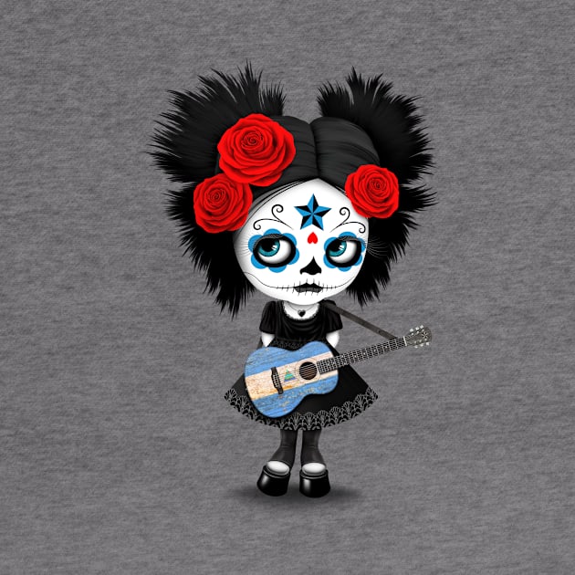 Sugar Skull Girl Playing Nicaraguan Flag Guitar by jeffbartels